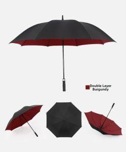 FENGHONGTAO | Durable Large Long Handle Semi-Auto Double Layer Sun & Rain Umbrella 400g