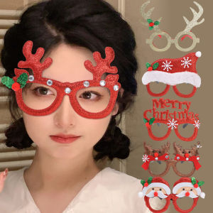 【♡Lovely girls house♡】Merry Christmas Glasses Frame Xmas Party Decoration Photo Booth Props Eyeglasses Kids Gift