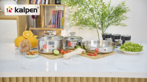 Bộ 2 nồi và chảo Inox 304 liền khối Kalpen TA1 cán rời gồm Nồi 16cm nồi 20cm và chảo 26cm bảo hành 10 năm -  Chuẩn thương hiệu Đức