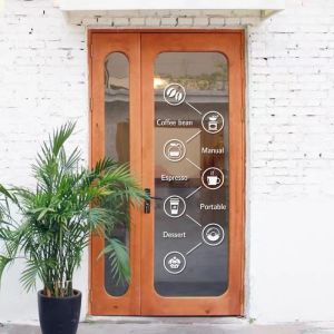 สติ๊กเกอร์ตกแต่งหน้าร้านค้าแบบเรียบง่ายและมีเอกลักษณ์เฉพาะตัวสำหรับร้านขายของหวานและเครื่องดื่มกาแฟ วัสดุ PVC ป้องกันน้ำได้