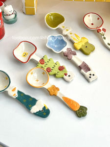 Cartoon Ceramic Spoon Long Handle Soup Spoon Rice Spoon Cute Porcelain Spatula for Home Use Dining Utensils
