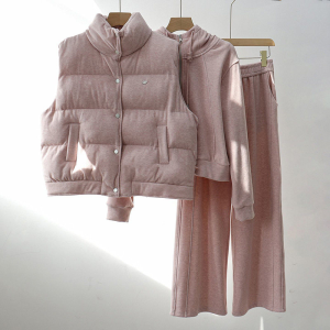 LIANGYILAILIN | Womens Casual Warmth Set Fleece Jacket Vest Wide Leg Pants