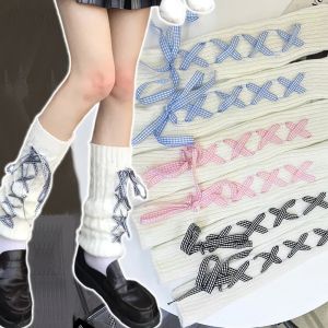 Nữ Phụ Nữ Lolita bọc ấm chân Nhật Bản Gothic tất dài Ribbon Xà Cạp Gaiters Đầu Gối Goth vớ mùa đông Dệt Kim Còng Mắt Cá Chân Ấm Hơn