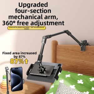 Swivel Desktop Phone Tablet Stand Metal Arm Clamping