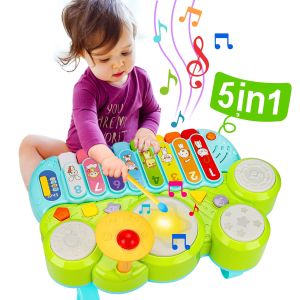Baby Music Toys 5 in 1 Piano Keyboard Xylophone Drum Set Gift 1 year old girl Boy Toys 2 year old Toddler Learning Development Toys 1-3 Baby Baby Toys 6 9 12 18 Months Easter Basket Set Stuffing - Lazada