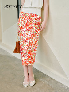 YINER | Elegant Printed Mulberry Silk New Summer Half Skirt