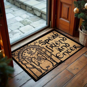 VIKAMA Lord of the Rings Inspired Speak Friend and Enter Mat Non-Slip Rug For Entryway Porch Indoor Home Decor