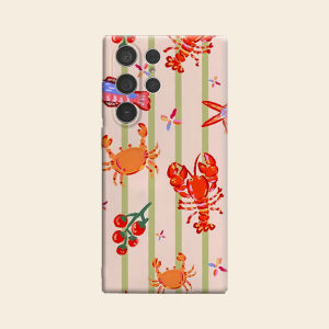 BILIBILI | Seafood Striped Print Luxury Fashion Full Lens Protective Case for Samsung Galaxy S26 S25 S24 A56 A36 Plus Ultra
