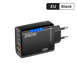 Sạc Nhanh GaN 240W Bộ Chuyển Đổi Để Bàn 5 Cổng 3PD 2USB Sạc USB-C Cho iPhone 17/16/15 Pro Samsung Xiaomi - Cổng Sạc EU/US