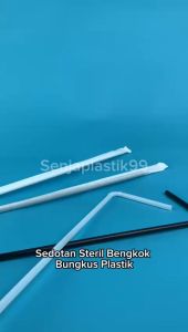 (ISI 500) Sedotan Tekuk Hitam & Putih Steril Higienis Bengkok Bungkus Kertas