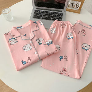 Pure Cotton Long Sleeve Childrens Sleepwear Set for Girls Spring Autumn Home Clothes Adorable Little Eight Kids Pyjamas