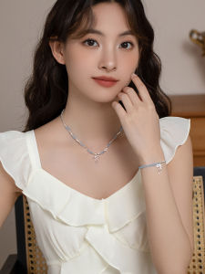 Blue Crystal Butterfly Knot Necklace Elegant Choker Chain Fashion Jewelry for Girls Trendy Accessory Fresh Outburst Onekiss Brand