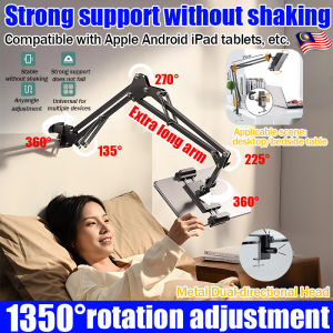 Pendiri tablet 50 Years of Solid Support Lazy Tablet Stand Holder 3 Section ultra-long Arm Bar Phone Holder 360°Rotatable Extendable Adjustment Phone Stand Holder Compatible with Apple and Android Stand handphone Bedside Mount Desktop Support Ipad stand h