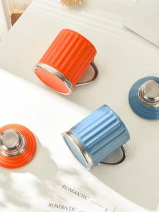 Retro Ceramic Mug Vintage Office Coffee Milk Cup Simple Solid Color Breakfast Cup Durable Heat Retention for Home And Office