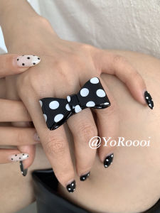 Sweet Butterfly Knot Resin Ring Korean Style Simple Fashion Jewelry for Women Casual Wear Customizable Engraving Available