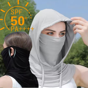 หน้ากากป้องกัน UV จากแสงแดดระบายอากาศได้ดีสำหรับหน้ากากกรองแสงฤดูร้อนหมวกไหมพรมมีฮู้ดสำหรับการขี่จักรยานผ้าคลุมหน้าเดินป่าตกปลา