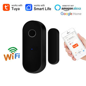 Tuya WiFi Door Open Close Detector Black Smart Life APP Door Window Sensor Home Security Protection Compatible Alexa Google Home