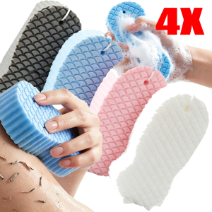 4pcs Soft 3D Texture Bath Scrubber / Efficient Dead Skin Removing Shower Sponge / Lightweight Handheld Massage Cleaning Tool / Reusable Gentle Exfoliation Bath Supplies