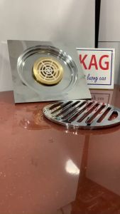 Thoát sàn chống hôi nhà tắm 15x15cm KAG-TS139 phễu thoát sàn chống trào thoát nước nhanh chăn tóc tốt dễ sửa chữa