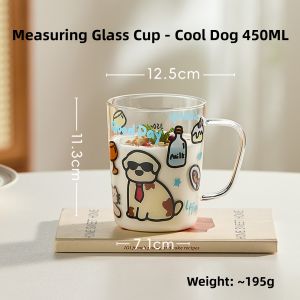 Carote Glass Water Cup Milk Coffee Marker Cup with Handle Creative Cartoon Design Heat Resistant Home Use 450ML round Cup