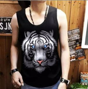 ShopAoi - Singlet Macan Mata Biru / Kaos tanpa lengan / Kaos Dalam / Singlet Pria / Lekbong - Nyaman diPakai