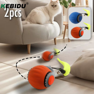 KEBIDU ลูกของเล่นแมวระบบโต้ตอบแบบโต้ตอบสำหรับสัตว์เลี้ยงลูกบอลบอลกลิ้งไฟฟ้าอัตโนมัติของเล่นสำหรับแมวสัตว์เลี้ยง USB อัจฉริยะสามารถชาร์จได้จำนวน1/2ชิ้น