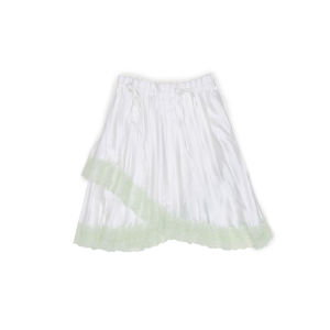 1JINN STUDIO | Silk Contrast Lace Drawstring Asymmetric Pleated Skirt