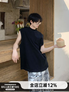 เสื้อกั๊กแขนกุดลำลองคอตั้งสำหรับฤดูร้อน ทรงหลวม คอตั้ง ผ้าฝ้ายผสมไนลอน แฟชั่นฤดูร้อนสำหรับผู้ชาย