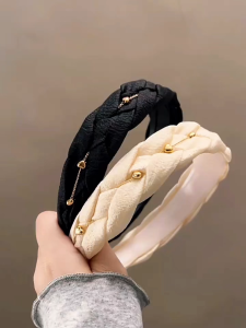 Bando Bandana Wanita Kepang Manik Korean Woman Hairband HeadBand Braid Organza Komb Rantai Love Gaya Sederhana Modis Aksesoris Fashion Wanita Headband