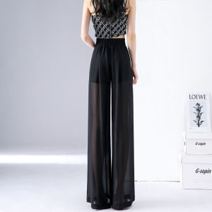 Mesh Loose Pants Mop Pants Casual Pants Loose Summer Lightweight Chiffon High Waist Beach Pants Ice Silk Niche Style Pantskirt