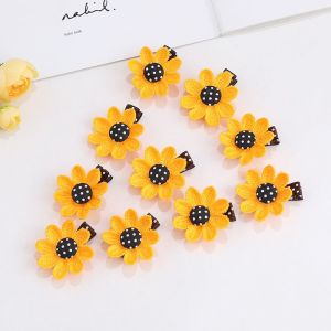 Korean Style Sunflower Hair Ties for Girls Baby Headbands No Damage Fabric Hair Accessories Full Coverage Flower Hair Clips