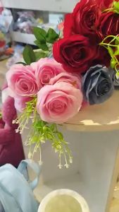 Cụm Hoa hồng Pháp 7 Bông Hoa Hồng Cánh Mịn 9 Bông Nhập Khẩu Nhiều Màu Sắc Cắm Hoa Trang Trí Decor Trùm Sỉ Gia Thành