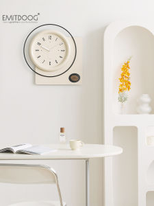 Emitdoog Creamy Modern Simple High-end Wall Clock for Living Room And Restaurant Creative Hanging Clock No Drilling Required