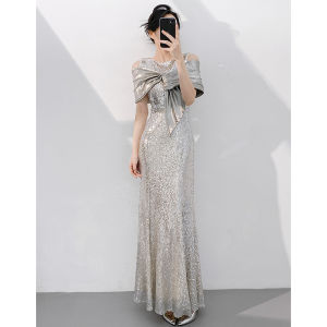 2026 New High-End Fish Tail Sequin Evening Dress