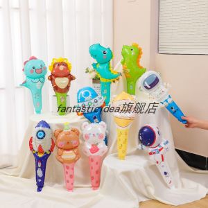 Handheld Birthday Balloons Dinosaur Cartoon Astronaut Pushdown Balloons Childrens Gifts Toy Inflatable Balloons