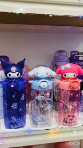 iSchoolDy Kids Cartoon My Melody Kuromi Cinnamoroll Pochacco Hangyodon 650ML Tritan Straw Water Bottle Budak Air Botol