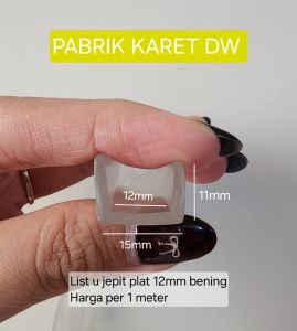 Karet U jepit kaca 12 mm karet lis U jepit plat 12mm meteran BENING TRANSPARAN