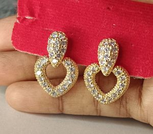 AYLA KUMAARI (MV10-37) [925 Silver Post] 18ct Gold Plated Zirconia Stone Silver Post Earrings heart shaped