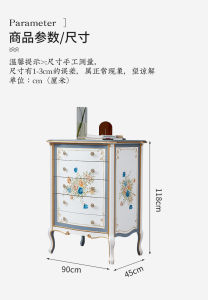 European Style Simple Painted Solid Wood Storage Cabinet White Wardrobe Bedroom Five Drawer Modern Luxury American Chest