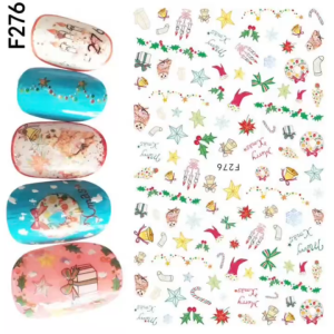 Decal Dán Móng Noel F276 – Miếng Dán Nail Merry Christmas Dễ Thương Họa Tiết Giáng Sinh Trang Trí Móng Tay