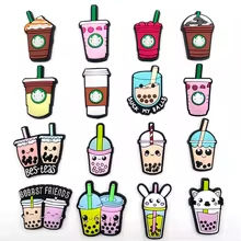 5-16PCS Coffee Pearl Milk Tea Shoe Charm Mix Wholesale PVC Decoration Buckle Fit Sandal Shoe Detachable Waterproof To X-mas Gift