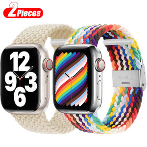 2pcs Braided Solo Loop For Apple Watch Band 44mm 40/49/45/41/42/38mm Elastic Nylon Belt Bracelet IWatch Series 7 3 SE 6 8 Ultra