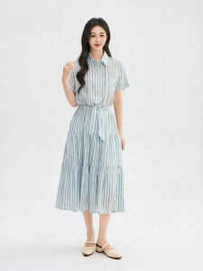 SANFU | Elegant Tie-neck Two-piece Illusion Waist Dress