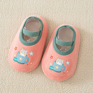 2025 Cartoon Kids Non-Slip Fleece Floor Socks Winter Thickened Anti-Slip Baby Indoor Walking Booties 0-4 Years Warm Soft Sole