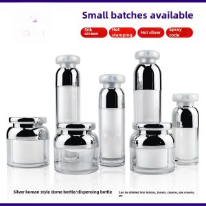 [Bright Silver Korean Style Dome Bottle] Acrylic Vacuum Flask Liquid Foundation Pump Bottle Cream Empty Bottle Eye Cream Bottle Sub-Pack