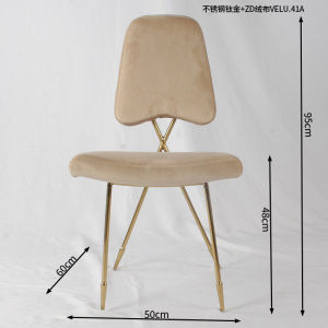 Luxurious Single Sofa Chair Italian Style Restaurant Comfortable Casual Metal Dining Chair Stainless Steel Fabric Upholstered