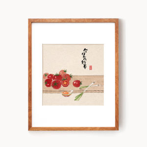 New Chinese Style Restaurant Decorative Painting Japanese Original Wood Grain Fruit And Vegetable Kitchen Triptych Artwork