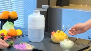 Ice Shaver Mini Hand Crank Ice Shaving Machine Manual Ice Crusher Snow Cone Making Tools With Measuring Cup