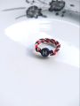 Cincin manik bulat custom inisial huruf A-Z tali sangadatu / tridatu/khas bali/cincin manik manik inisial. 
