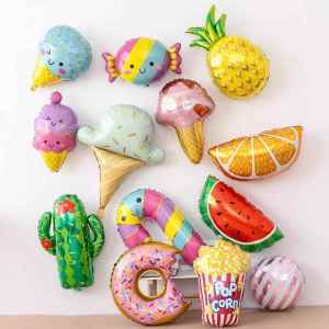 Watermelon Cake Ice Cream Donut Fries Hamburger Balloon Atmosphere Props Birthday Scene Layout Decoration